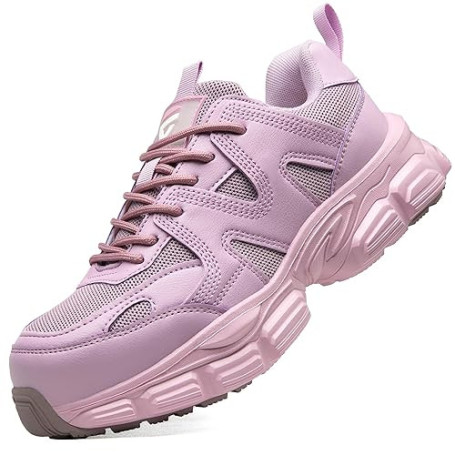 KOIFISH Chaussures de Sécurité Femme Légère Basket de Secruite Confortable Antidérapante Chaussures de Travail Embout Acier Resp