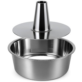 immer Moule à gâteau en acier inoxydable avec fond amovible – Moule Angel Cake, Gugelhupf et Chiffon Cake, sans revêtement PFAS,