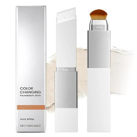 Fond de Teint Color Changing Stick Blanc avec Brosse Pinceau 2 en 1 Coréen Hydratant Léger Full Coverage Couvrance Complète Long