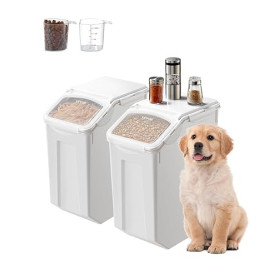 VEVOR Conteneur de Stockage de Riz 20 L 2PCs, Boîte de Conservation Alimentaire Hermétique, Bac à Céréales avec Roues et Tasse à