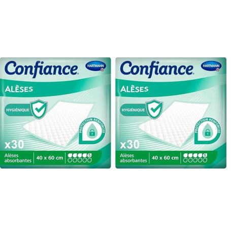Confiance Alèse - Alèses pour la Protection de la Literie ou du Fauteuil - Niveau d'Absorption : 5 Gouttes - Dimensions : 40 x 6