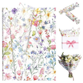 50 feuilles de papier de soie à motifs floraux wildflower pour emballage cadeau fleurs décoration de fête prénatale mariage anni