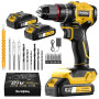 Sundpey Perceuse Visseuse Sans Fil 21V - Max 70Nm Perceuse à Percussion Brushless avec 2 Batteries 2.0Ah, 23+3 Réglages de Coupl