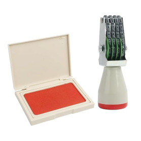 Kit de Marquage d'Œufs avec Tampon Dateur Réglable, Encre Rouge Résistante à la Décoloration (standard)