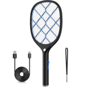 YISSVIC Raquette Electrique Insectes, 4000 V Raquette Anti Moustique Electrique Tapette à Mouches Rechargeable avec Lumière LED