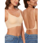 Kiiwah Soutien Gorge Dos Nu Invisible, Soutien Gorge sans Armature en Soie Glacée Douce, Soutien-Gorge à Bretelles Convertible A