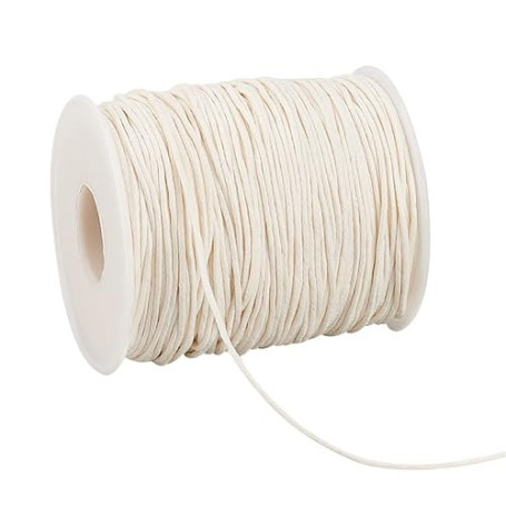 PandaHall 91m 1 mm Fil de Coton ciré Cordon en Coton ciré tressé pour Bracelet, Collier, Bijoux, Artisanat, Perles, Vieille Dent