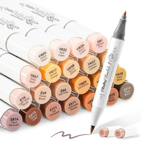 Ohuhu 24 marqueurs à alcool pour les couleurs de peau, pinceau et ciseau marqueur artistique pour croquis marqueurs à base d'alc