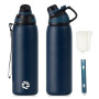 Fjbottle Gourde Isotherme avec Couvercle Magnétique - 400ml/600ml/800ml/1L/1.5L - Bouteille Isotherme Étanche sans BPA, Gourde I