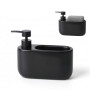 Kook Time Distributeur de Savon Cuisine avec Porte-Éponge 520 ML Curve - Organiseur d'Évier en Céramique pour Liquide Vaisselle 