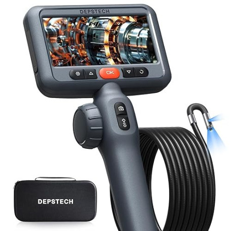 DEPSTECH Endoscope à Double Objectif avec Articulation bidirectionnelle à 210°, caméra endoscopique Industrielle avec éclairage,