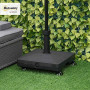 Outsunny Pied de Parasol Base de lestage Parasol carré 4 roulettes dim. 45L x 45l x 39H cm HDPE Noir