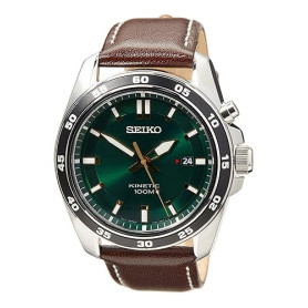Seiko Herren-Uhr Kinetik Edelstahl mit Lederband