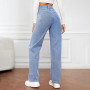 MANGGUO Jean Femme Taille Haute Coupe Droite Straight Jeans Baggy Jambes Larges amincissantes avec Tous Les Pantalon Automne Hiv