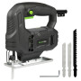 GALAX PRO Scie Sauteuse 400W, 3000 RPM, Coupe biseau à -45°/+45°, bouton de verrouillage, incluant des lames pour le bois et le 