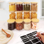 Otauoaea Lot de 12 Bocaux en Verre, 650ml/300ml - Pot en Verre avec Couvercle en Bambou - Pot de Rangement Cuisine - Bocal Hermé