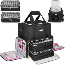 IVODEELA Organiseur de Vernis à Ongles,Sac de Rangement Vernis à Ongle pour 80 Bouteilles 15 ML et Lampe à Ongles,Sac Organisate