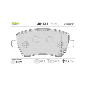 VALEO 301641 Jeu de plaquettes de frein FIRST, Essieu avant, contact de signal d'usure exclu, avec tôle anti-bruit