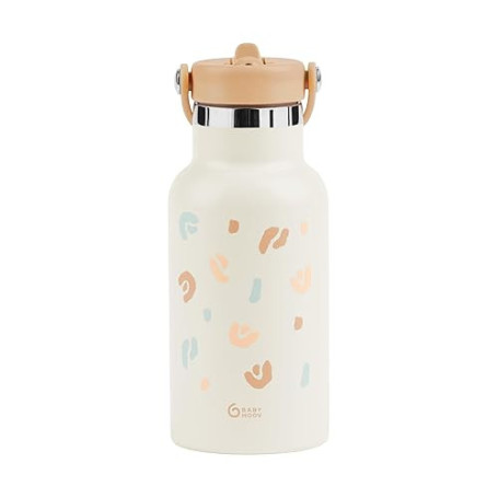 Babymoov Gourde Enfant Isotherme Inox 350ml - Anti Fuites - Gourde à Paille Intégrée - Garde 12h au Frais et 6h au Chaud - Poign
