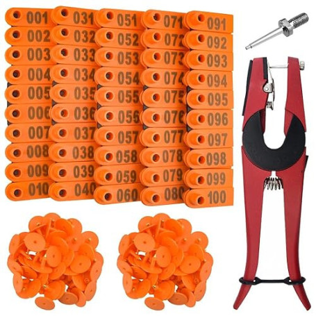 WMYCONGCONG Marques auriculaires numérotées 1-100 pour le bétail Etiquette d'oreille pour l'identification des animaux de ferme
