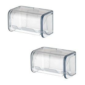 Ziyonix 2 Pcs Porte Brosse à Dents Mural avec Couvercle Support Mural Auto-adhésif à 2 Fentes Support de Brosse à Dents électriq