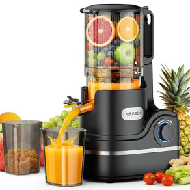 AIRMSEN Extracteur de Jus à Froid Avec Goulotte Extra Large de 147 Mm, Capacité de 2,1 L, Extracteur de Jus pour Fruits et Légum