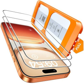 TOCOL Verre Trempé pour iPhone 16 Pro Max, Dépoussiérage Automatique, Sans Bulles, Dureté 9H, Couverture Complète Protection écr