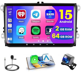 5G WiFi 2+64GB Android Autoradio Wireless Carplay pour VW Golf 5 6 Polo Seat Skoda Écran Tactile 9 Pouces Bluetooth Poste Radio