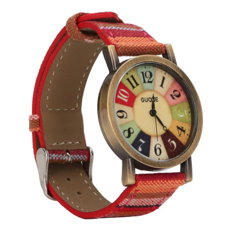 SALUTUYA Montre bohème, Montre Femme Pas Cher Montre Vintage Femme Montre Hippie Multicolore Bracelet en Cuir PU Style bohème La