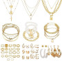 JSTHHTT 60 Pcs Parure Bijoux Femme, Bijoux Femme, Bracelet Femme, Bagues, Collier Femme Or, Ear Cuff, Boucles d'Oreilles Créoles