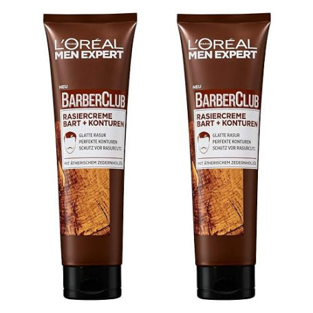 L'Oréal Men Expert Barber Club Crème de rasage pour les contours de barbe Transparent pour un rasage précis et précis grâce à un