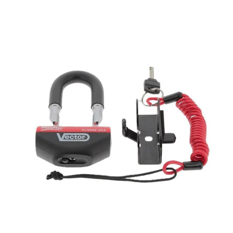 VECTOR - Antivol Moto Bloque Disque Minimax+ 16Mm / 47X40Mm - Classe SRA & ART5 - Type U - Avec Cordon De Rappel - Fiable