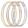 Tyqour Lot de 3 paires de grandes boucles d'oreilles créoles en acier inoxydable - Longueur: 60 mm - Argentées - Cercles hypoall