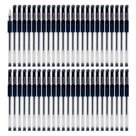 OFFICER PRODUCTS Lot de 50 stylos à bille gel - Encre gel - Noir - Diamètre de la boule : 0,5 mm - Encre résistante à l'eau et n