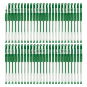 OFFICER PRODUCTS Lot de 50 stylos à bille gel - Couleur de l'encre gel : vert - Diamètre de la boule : 0,5 mm - Stylo gel - Encr