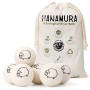 Hanamura Boules de séchage - 6 boules de sèche-linge - 100 % laine de mouton - Avec sac de rangement