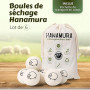 Hanamura Boules de séchage - 6 boules de sèche-linge - 100 % laine de mouton - Avec sac de rangement