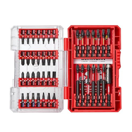 Geinxurn Coffret de 42 Embouts de Vissage en Acier S2 Magnétique, (TX-, TR-, PZ-, PH-, SL-, Hex-) Emoubut pour Tournevis Visseus