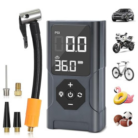 EFaith Compresseur À Air Portatif, gonfleur pneus voiture, Pompe À Velo Gonfleur Electrique, Gonfleur Pneu Sans Fil avec Batteri