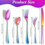Andibro Lot de 5 couverts arc-en-ciel multicolores en acier inoxydable avec couteaux, fourchettes et cuillères - Poignée ronde -