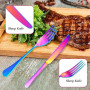 Andibro Lot de 5 couverts arc-en-ciel multicolores en acier inoxydable avec couteaux, fourchettes et cuillères - Poignée ronde -
