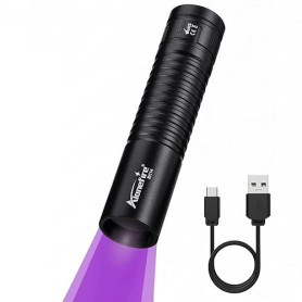 Alonefire SV114 3W Lampe Torche UV LED 365nm Petit Type C USB Rechargeable Lampe Ultraviolet Lumiere Noire Détecteur D'urine pou