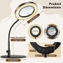 Lampe Loupe sur Pied 10x Grossissante Modelisme 360° LED 5 Couleurs Dimmable - Bureau Eclairante pour Lecture, Réparation et Art
