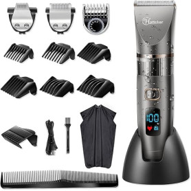Hatteker Tondeuse Cheveux Professionnelle Sans Fil Barbe Hommes Rasoir Corps Tondeuse de Précision Imperméable 3 en 1