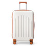 LEADZM Valise Cabine Rigide en ABS Léger, Bagage Cabine 55x35x25, Valise Soute Suitcase de Voyage avec 4 roulettes Spinner (Beig