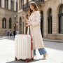 LEADZM Valise Cabine Rigide en ABS Léger, Bagage Cabine 55x35x25, Valise Soute Suitcase de Voyage avec 4 roulettes Spinner (Beig