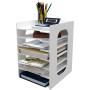 PUNCIA 7 Niveaux Organiseur de Bureau Banette Trieur Bac à Courrier Module de Rangement Organisateur de Papier Casier A4 Plateau