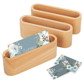 Lot de 3 porte-cartes de visite en bois créatif - Très stable - Pour exposition, salon, réception, bureau