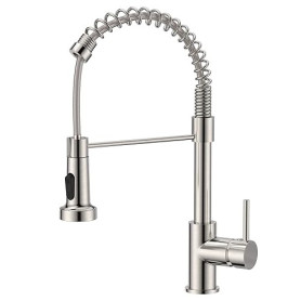 FORIOUS Robinet Cuisine, Mitigeur Cuisine Avec Douchette Pivotant à 360° d'Évier à Arc Élevé Pulvérisateur Escamotable 2 Modes,