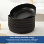HOMQUEN Bols à Pâtes Ensemble de 6, Assiettes Creuses, Bols à Salade de 1100 ml Bols à Soupe Noir, Grands Bols de Service Pour P